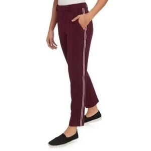 Laundry by Shelli Segal Womens Ankle Pants 4 Burgundy Stripe Stretch Crop NWT